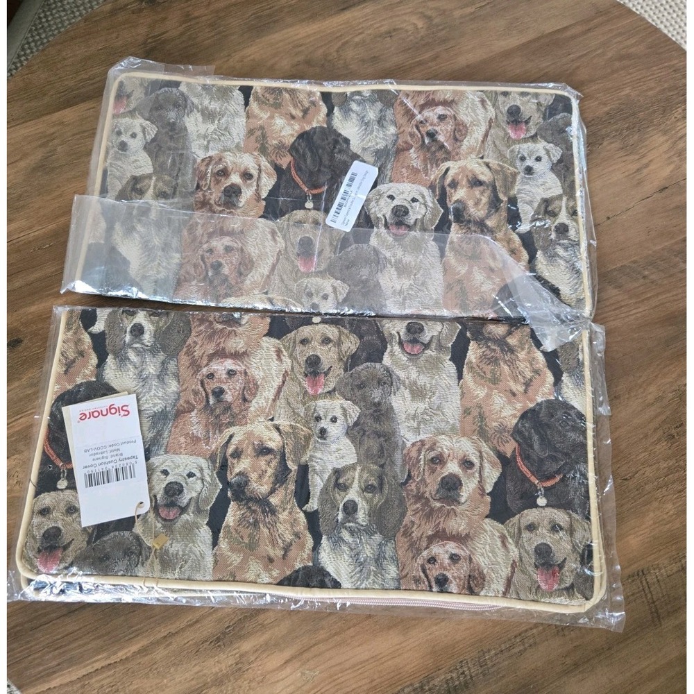 Set of 2-Signare Tapestry Double Sided Labrador Design Pillow Covers 18"x18" NIP